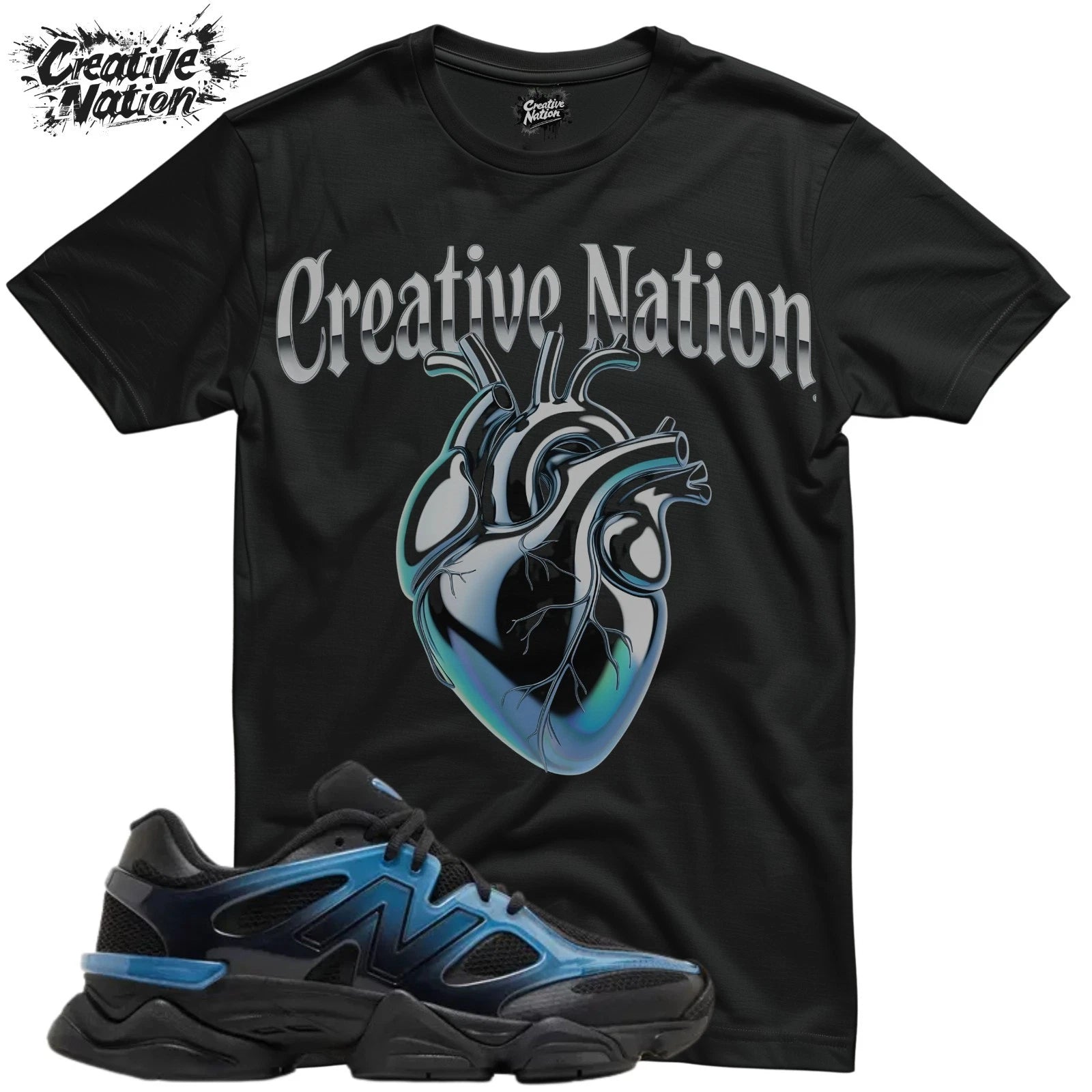 Shirt To Match New Balance 9060 Navy Blue Black Gradient Unisex Tee Heart Shirt