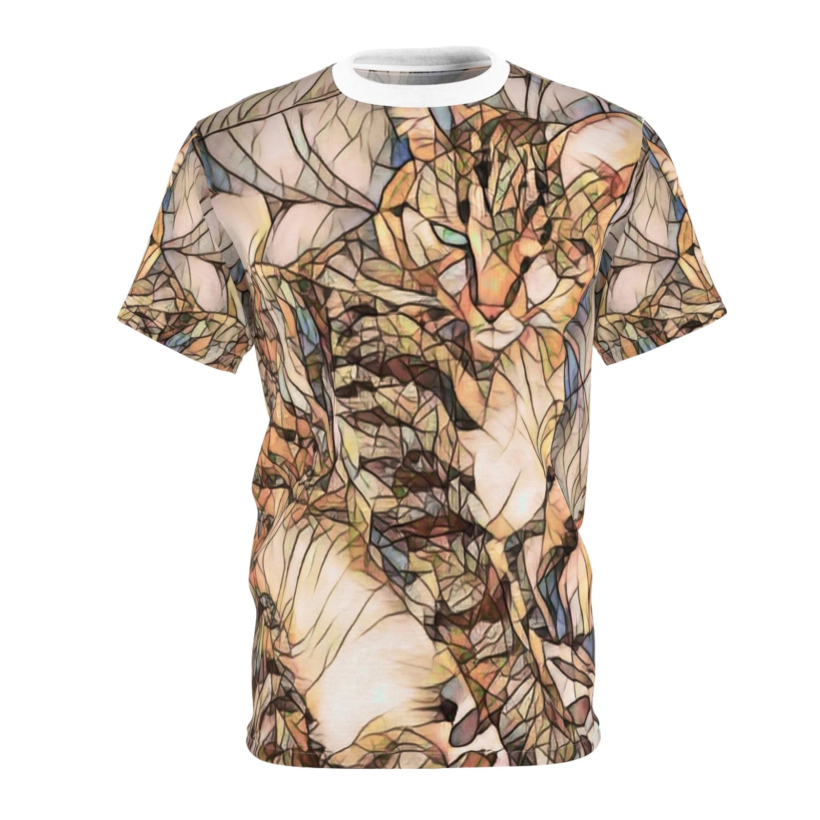 Brown Tabby Custom Cat Shirt Stained Glass Cat Free Shipping in US