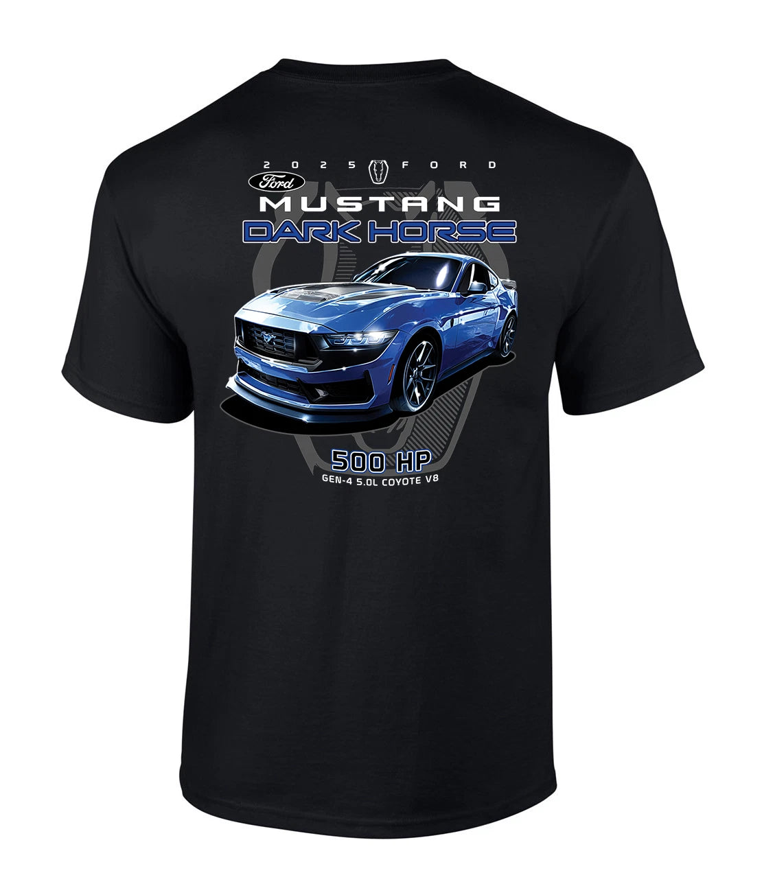 Trenz Shirt Company Men’s Graphic T-Shirt - 2025 Ford Mustang Dark Horse 500 HP