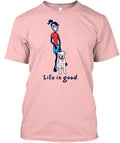 White Boxer Dog And Girl T-Shirt Made in the USA Size S to 5XL