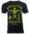 AFFLICTION SKELETON CREW Men's T-shirt BLACK LAVA Biker MMA
