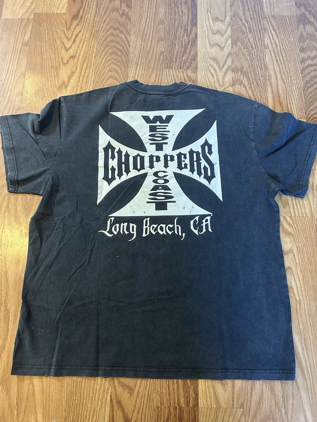 NEW Distressed  West Coast Choppers Shirt Black Fade Mens Large