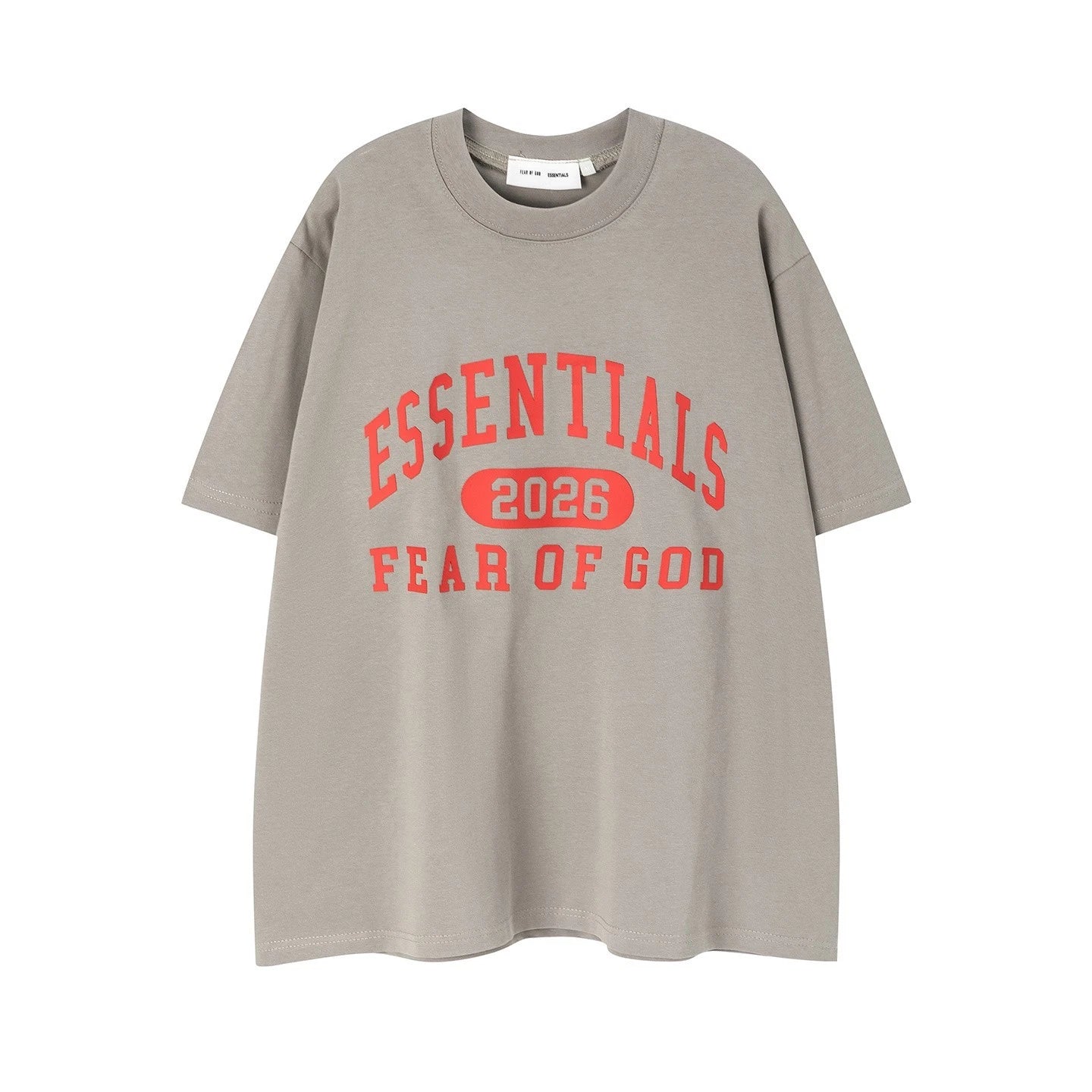 Arch Letter Graphic T-Shirt Unisex Oversized Grey Cotton Casual Streetwear Tee