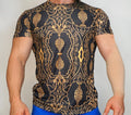 MEN'S SHINY POLYESTER PRINT T-SHIRT ADULT MEDIUM