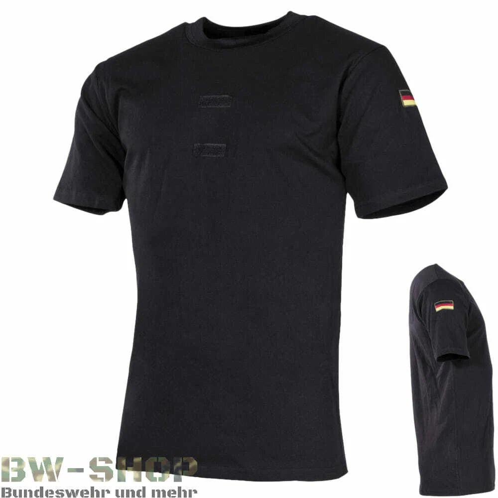 GERMAN ARMY T-SHIRT TROPICS BLACK BW UNDERSHIRT FLAGS & Hook and Loop ARMY SHIRT S-4XL
