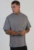 SikSilk Men's Short Sleeved Oversized Fit Graphic T-Shirt Tee Grey