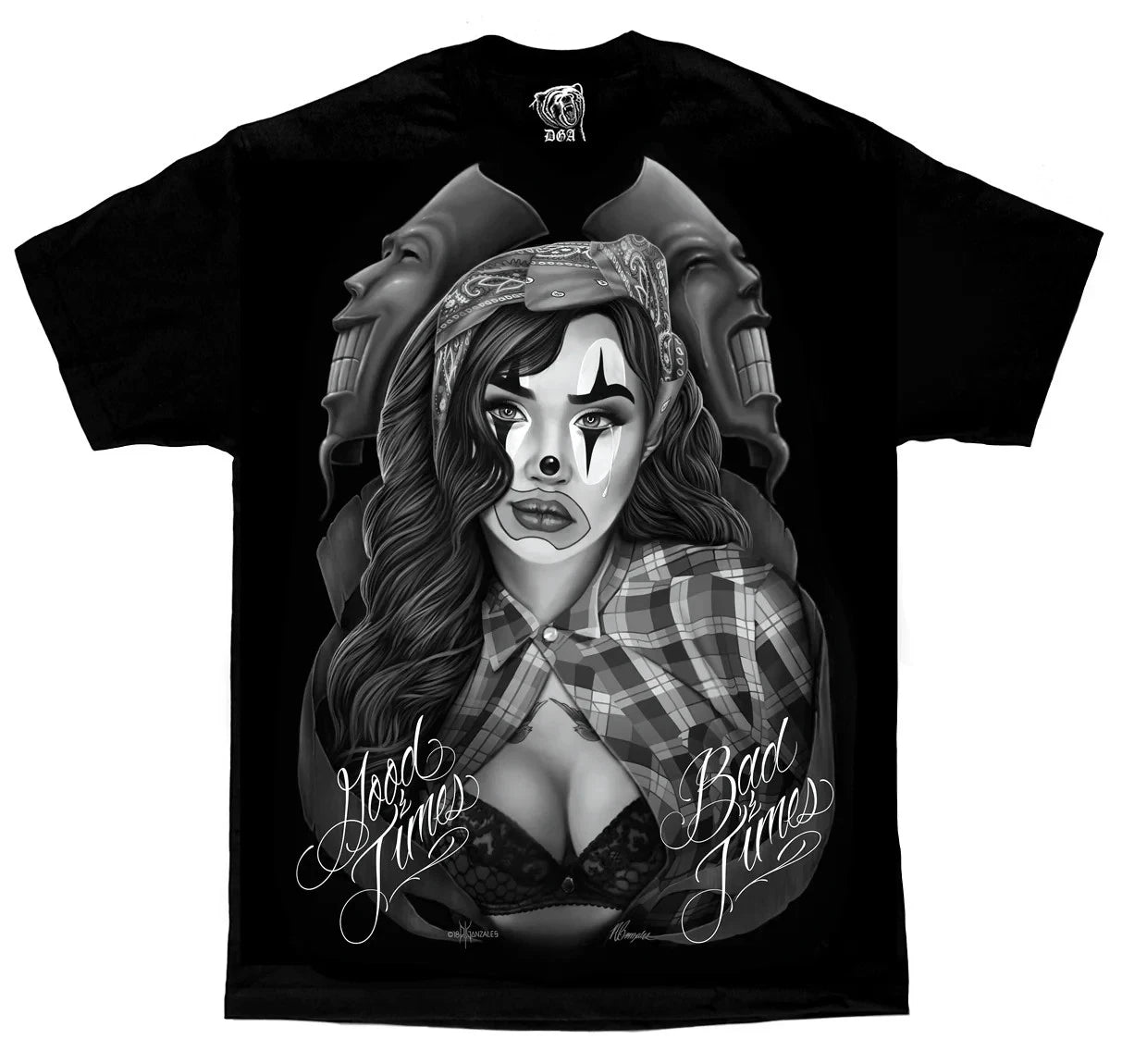 Good Times Chicano Art David Gonzales DGA T Shirt Black