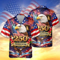 America 250th Anniversary Hawaiian Shirt, 250 Years Of Freedom Button Shirt