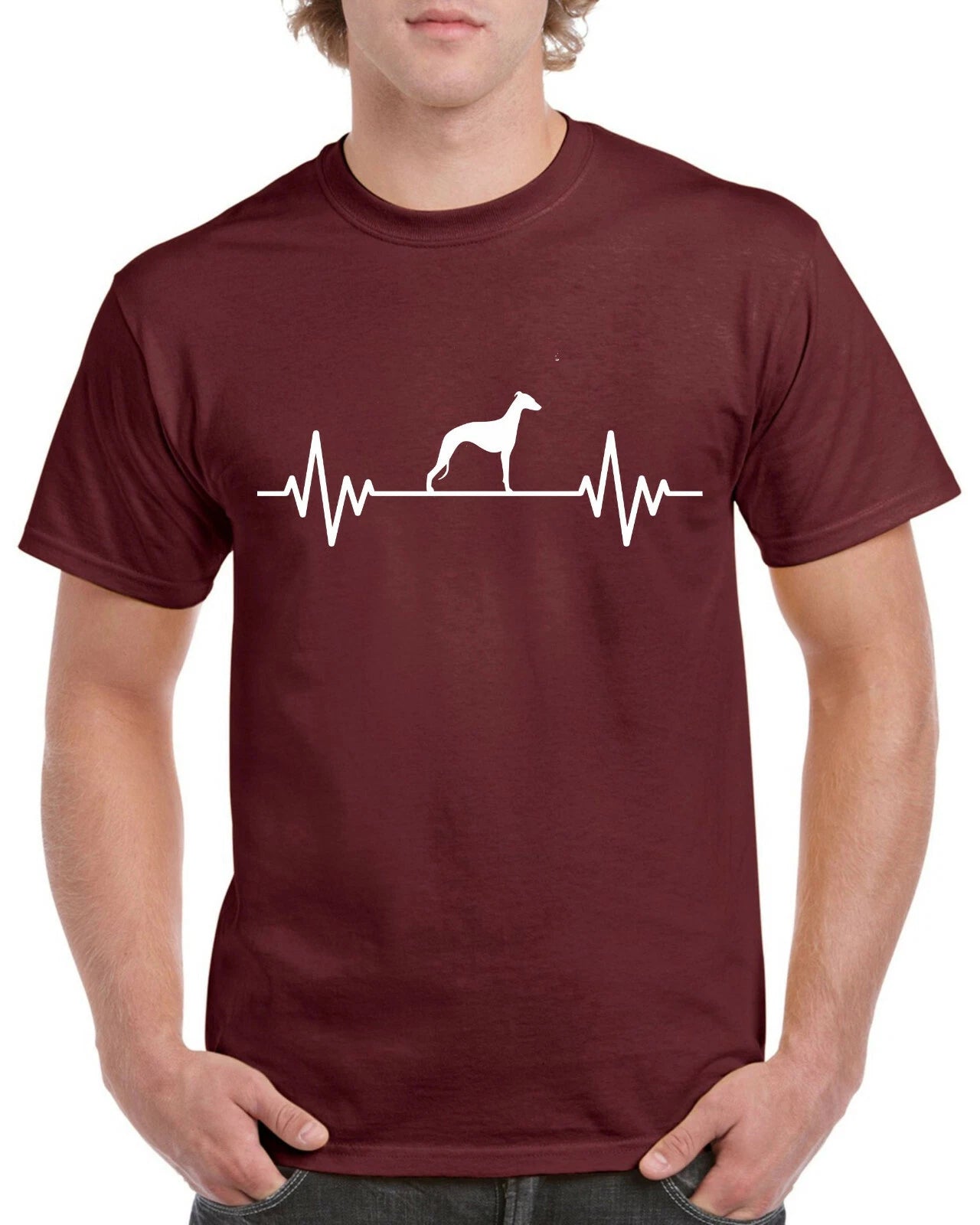 Mens Unisex Dog Gifts TShirt Presents Whippet Heart Beat Pulse Love