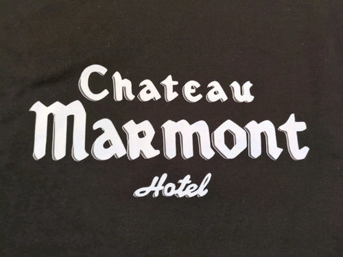 1970s Chateau Marmont Hotel T Shirt Large L Black 42" Chest Cotton Vtg Look