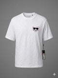KARL LAGERFELD Solid White Graphic T-Shirt Cotton Lightweight Regular Fit M