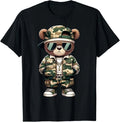 Camo Hip Hop Teddy Bear Camouflage Gangsta Streetwear Hustle T-Shirt
