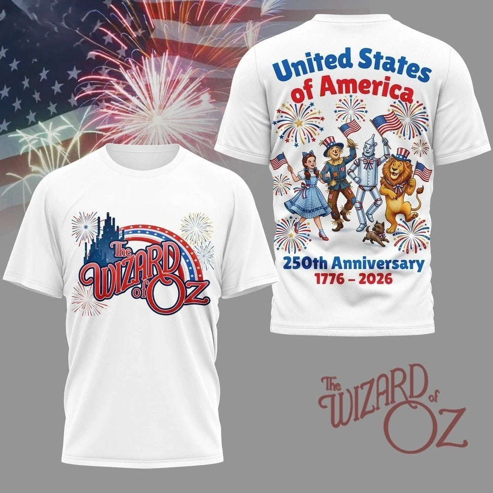 Wizard of Oz Patriotic 250 Years of America Premium T-Shirt NY Style ALL SIZE