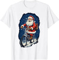 Funny Santa Riding Bicycle Christmas T-Shirt Holiday Graphic Tee