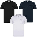 Mens T-Shirt Premium Cotton Jersey Plain Crew Neck Ringer Tee with Chest Pocket