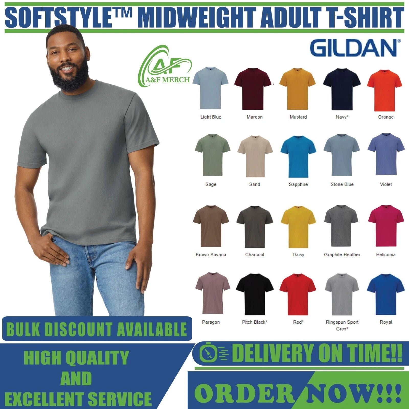 Gildan Softstyle Midweight Adult T-shirt Short Sleeve Plain Cotton GD024