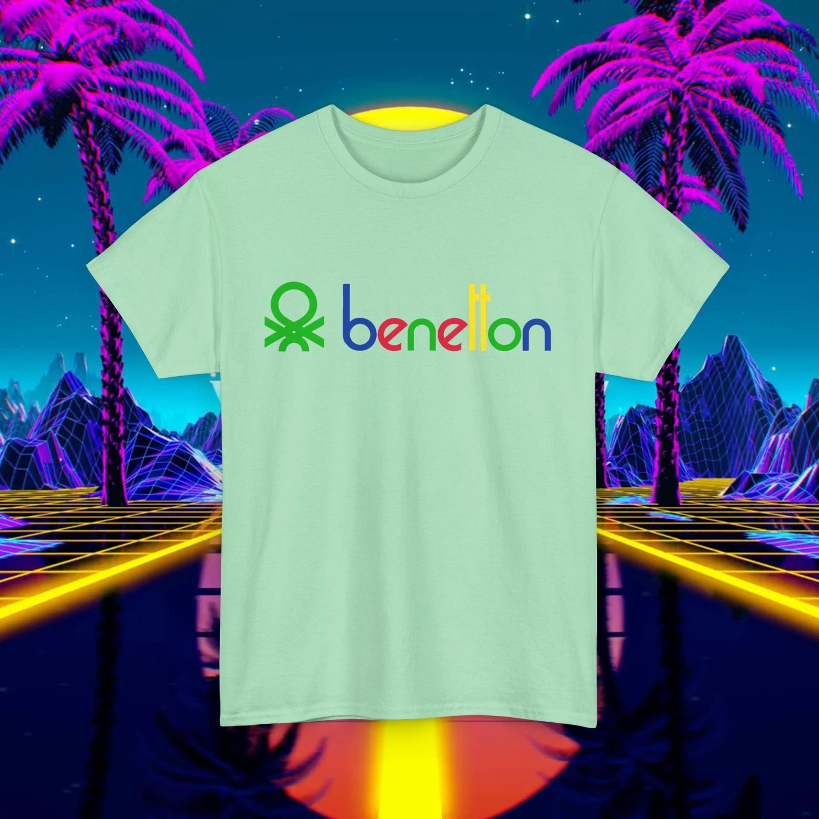 Custom Benetton vintage 1980s design t-shirt, Unisex for men and women, 90s tee