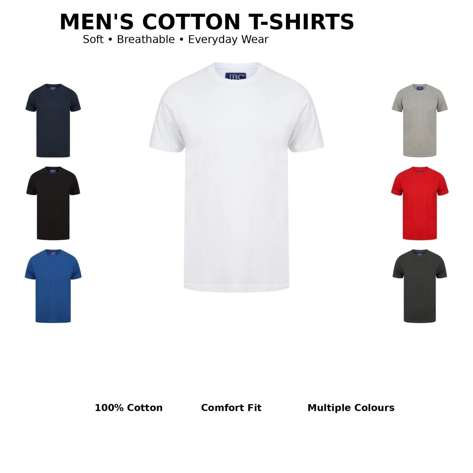 100% Cotton Crew Neck T-Shirt Casual Plain Sports Tees Tops Summer Short Sleeve