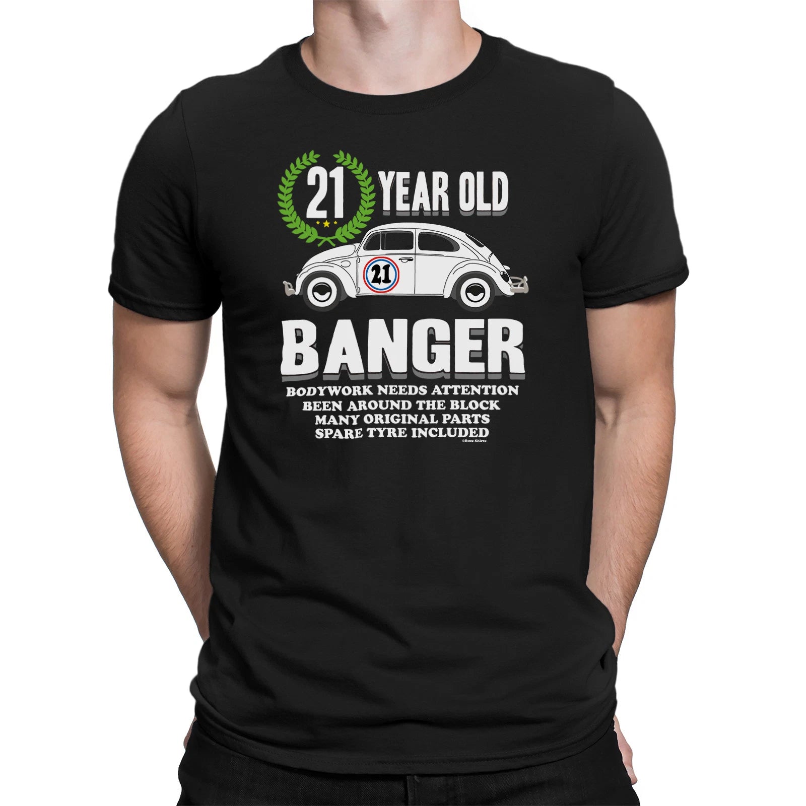 Mens 21st BIRTHDAY  T-Shirt OLD BANGER 21 Years Old Premium Quality Gift