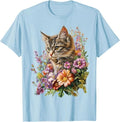 Cat Flower Floral Cute Kitten Graphic Men Women Kids T-Shirt
