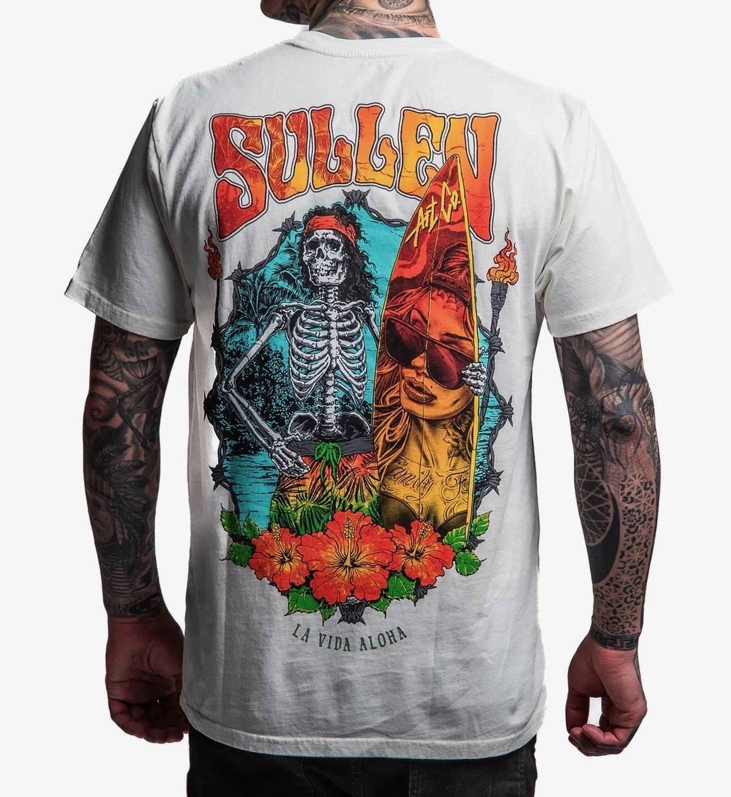 SULLEN CLOTHING LA VIDA ALOHA WHITE PREMIUM T-SHIRT