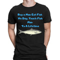 Buy A Man Eat Fish He Day Teach Fishman Funny Meme Joke Mens T-Shirts Top #NED