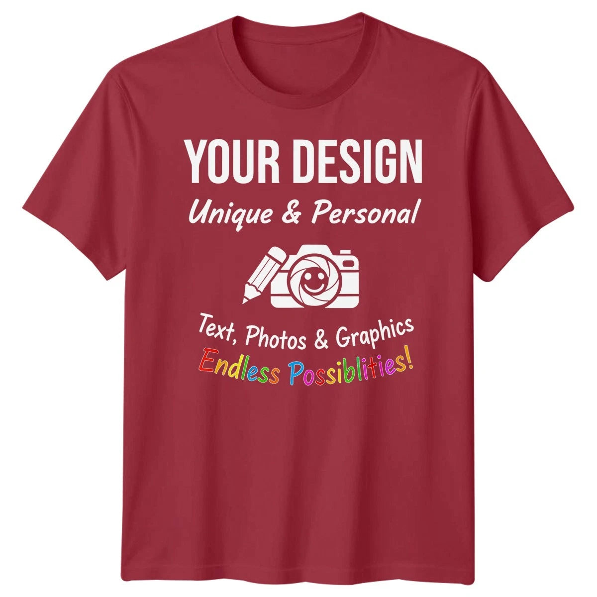 Personalised T-Shirts Your Design Text Photo Graphic Custom Mens Kids Unisex Tee