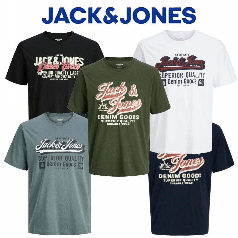 Jack & Jones Mens Graphic T Shirt Cotton Oneck Short Sleeve Casual Plus Size Tee