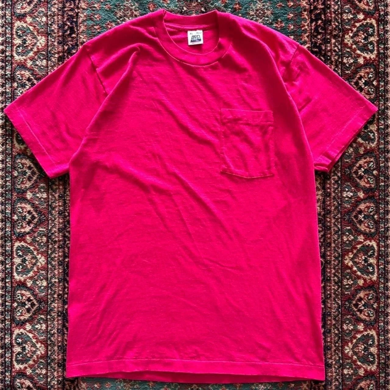 Vintage BVD Premium Series Pocket T-Shirt XL Pink Made in USA