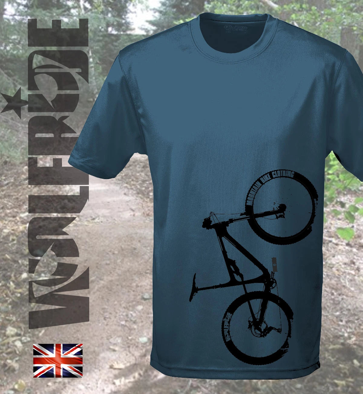 Mountain Bike jersey - bike print - wicking, performance top,  short sleeve