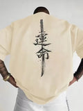 Men’s T-Shirt Japanese Samurai Sword Y2K Graphic Print Regular Fit Casual
