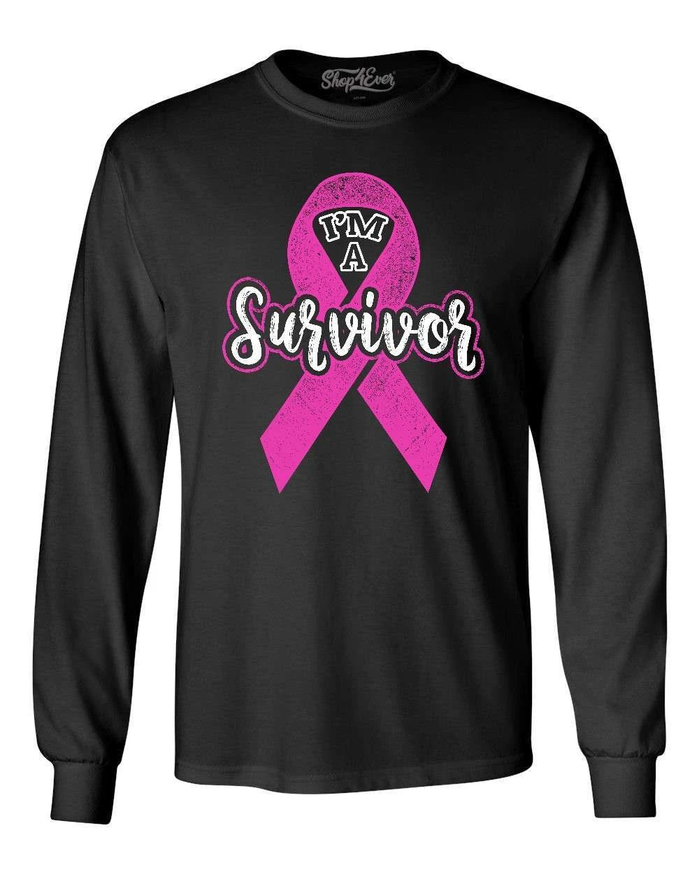 I'm A Survivor Long Sleeve Pink Ribbon Breast Cancer Awareness Shirts