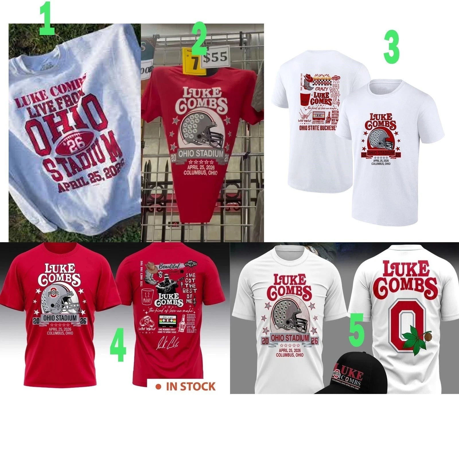 Luke Combs Ohio Stadium April 25 2026 Concert Graphic Collection T-Shirt