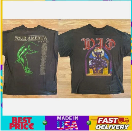 1987 Dio Rock US Tour, 2 Sided, 80s Vintage Music 100_ Cotton Shirt