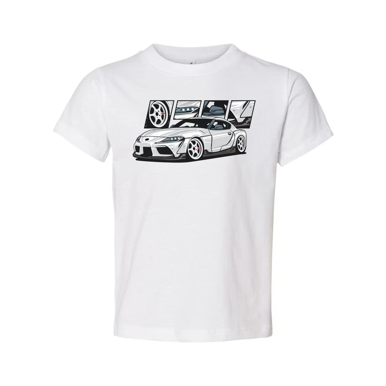 Toyota GR Supra A90 Unisex Graphic T Shirt With Detailed Car Artwork And Wheel D