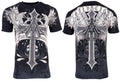 Archaic by Affliction Men's T-Shirt Winged Creature Wings Cross Biker