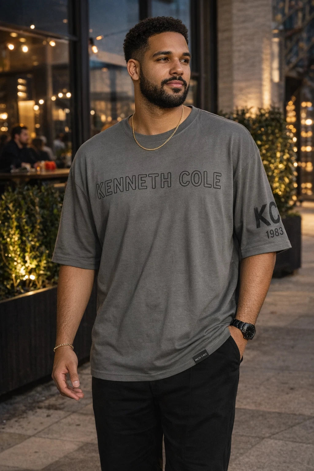 Kenneth Cole T Shirt 2X Big Tall Gray Logo Graphic Luxury Tee Stretch NWT Mens