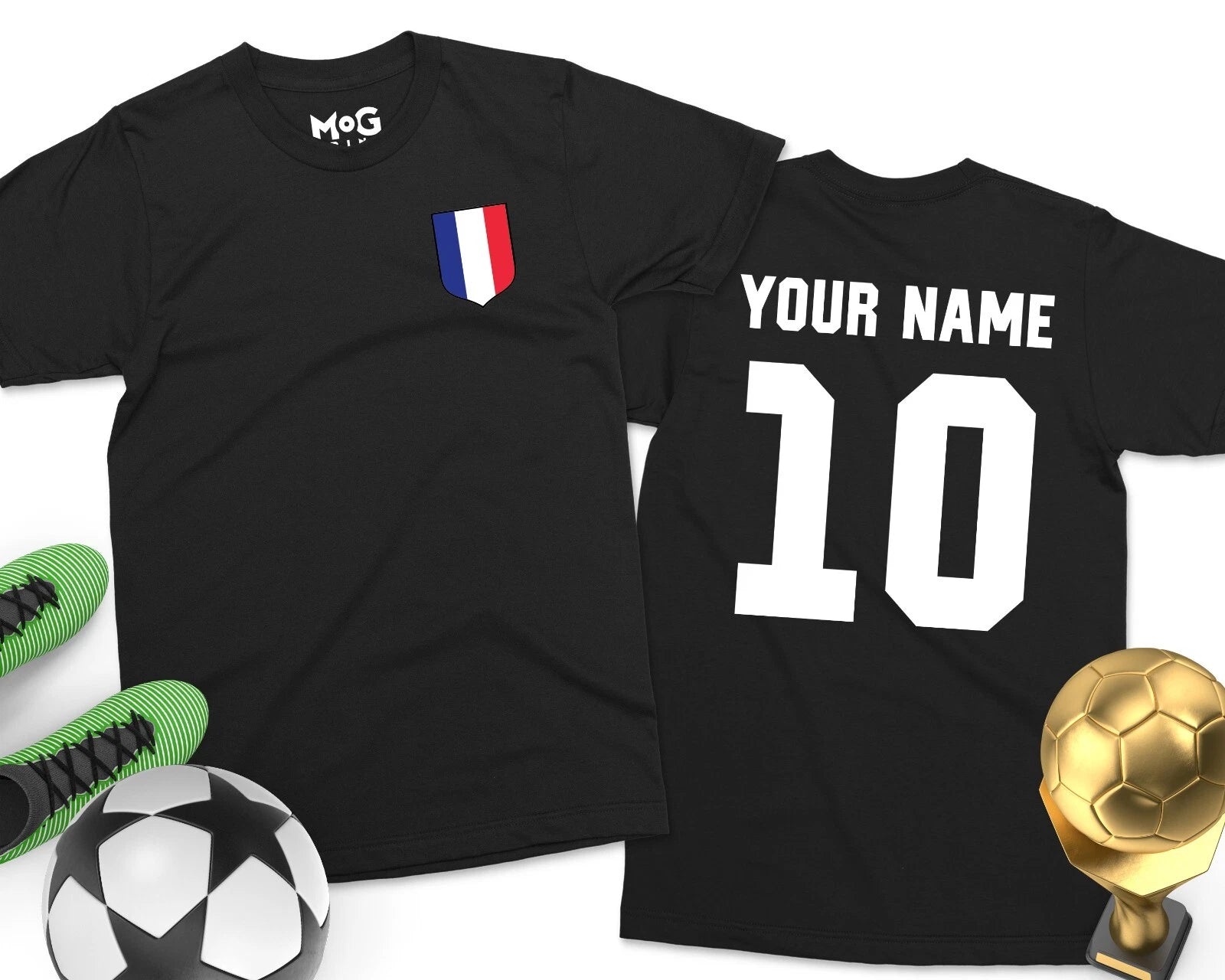 FRANCE Personalised Football T-shirt French Footballer Shirt Kit Custom Name Tee