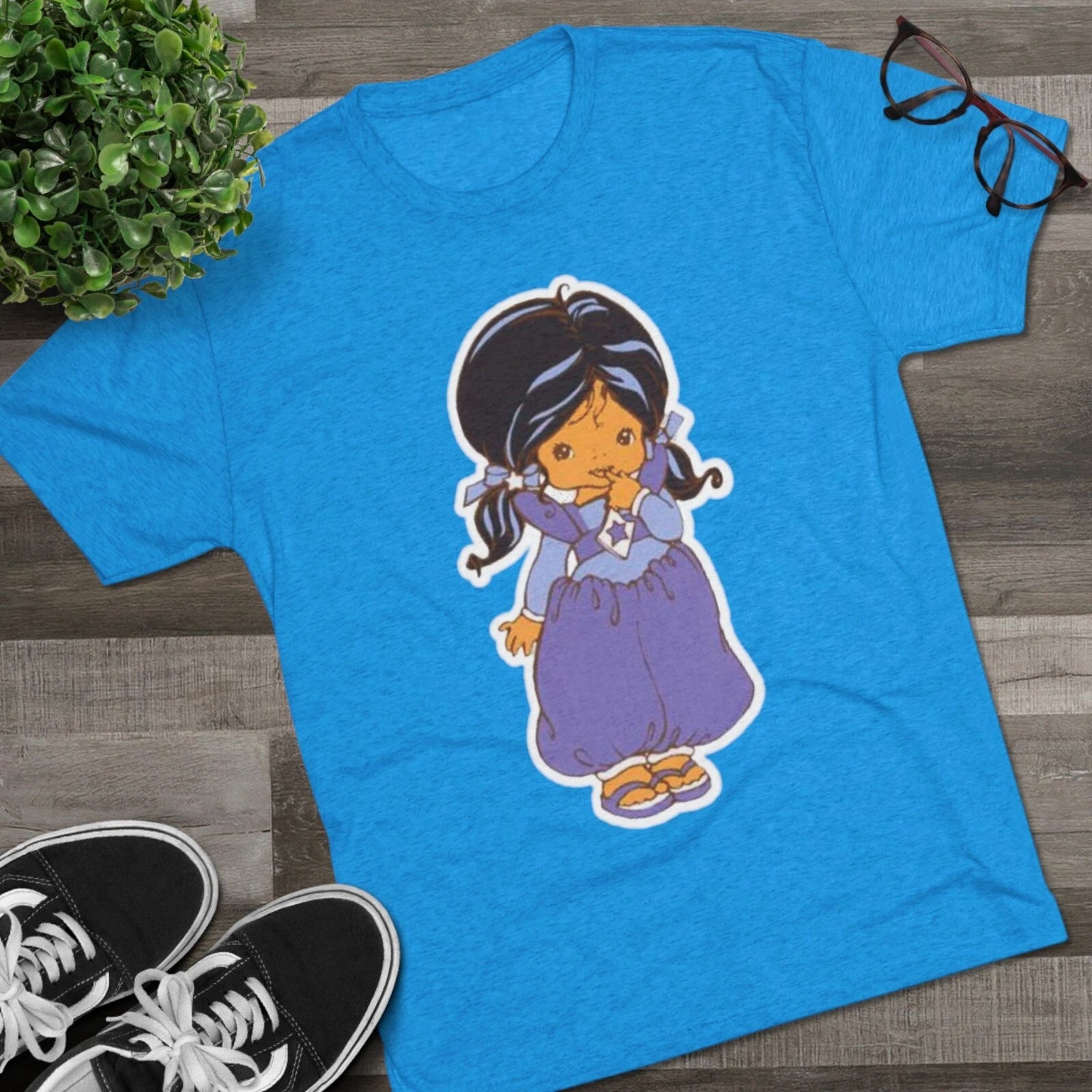 Rainbow Brite 80s Kids Cartoon Tee Shirt Tshirt T-Shirt T bright doll Indigo JEM