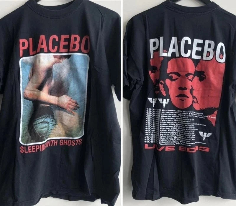Placebo Tour Shirt 2 sided Basic black Unisex Men Women T shirt vtg S-5XL