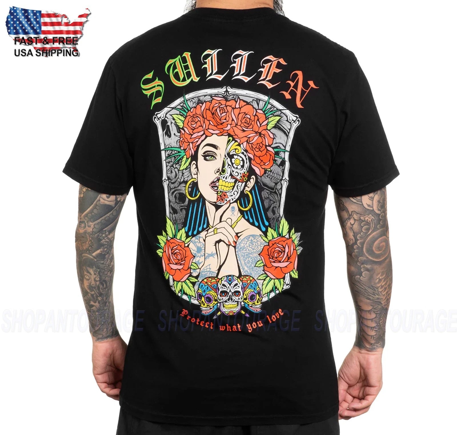 Sullen Art Collective Sugar Skull Premium SCM6511 Short Sleeve T-Shirt