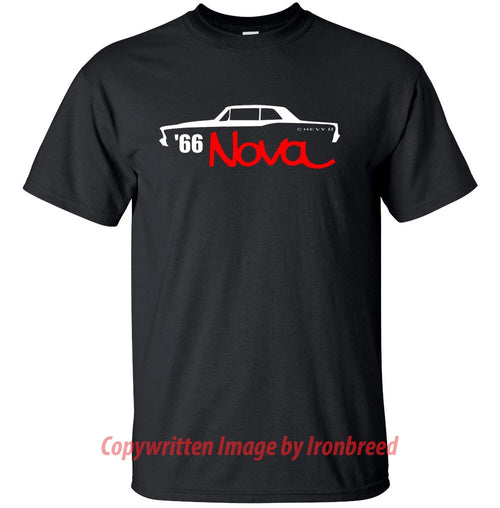 1966 CHEVY II 66 NOVA SS post T-Shirt Muscle Super Sport Car Silhouette
