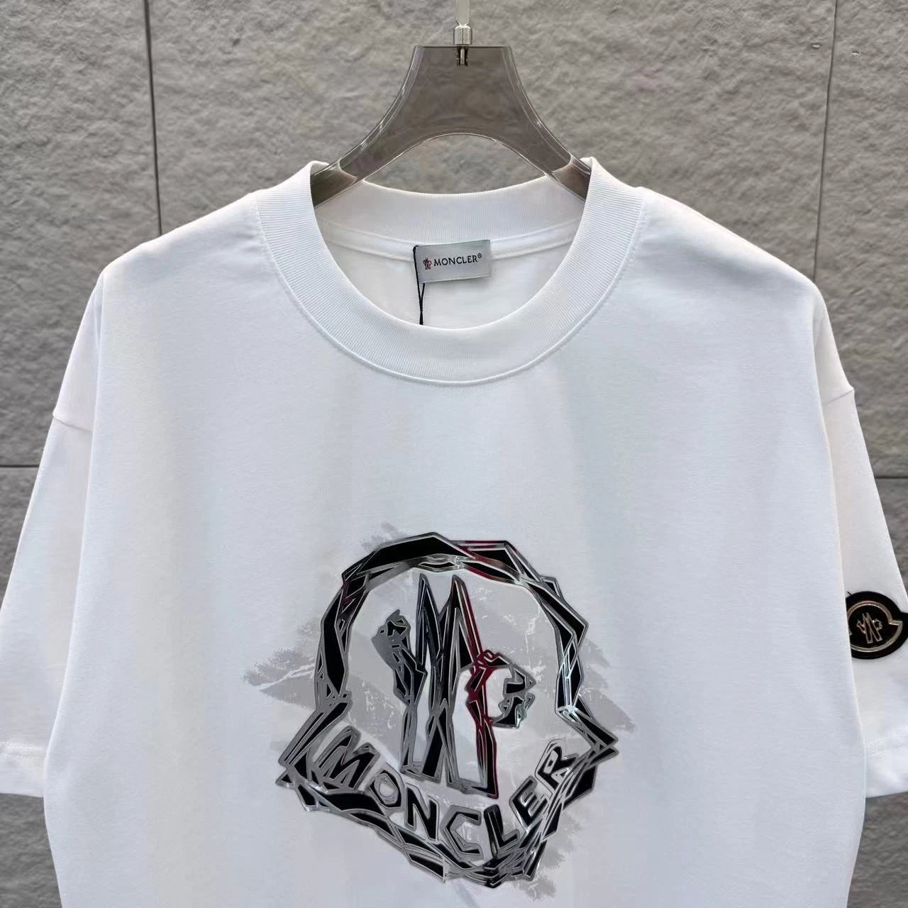 Mens Black White Graphic Logo T-Shirt Short Sleeve Crewneck Tee Sleeve Patch