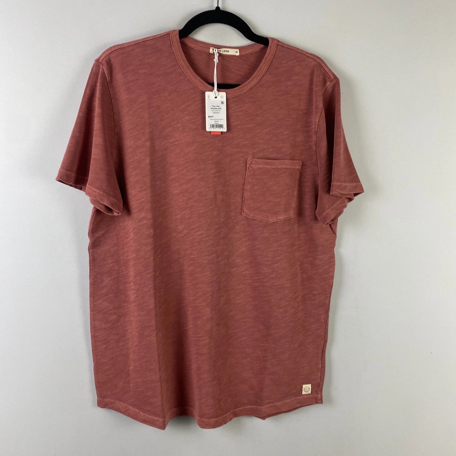 Marine Layer Tee Mens Size M Vintage Heavy Slub Pocket Rust Red Short Sleeve