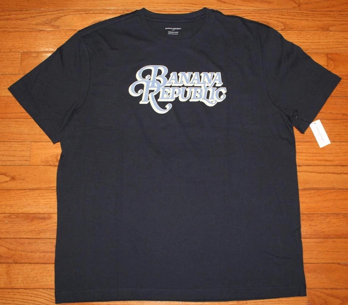 NWT Mens BANANA REPUBLIC Script Logo PREMIUM WASH Graphic Tee T-Shirt LARGE *K2