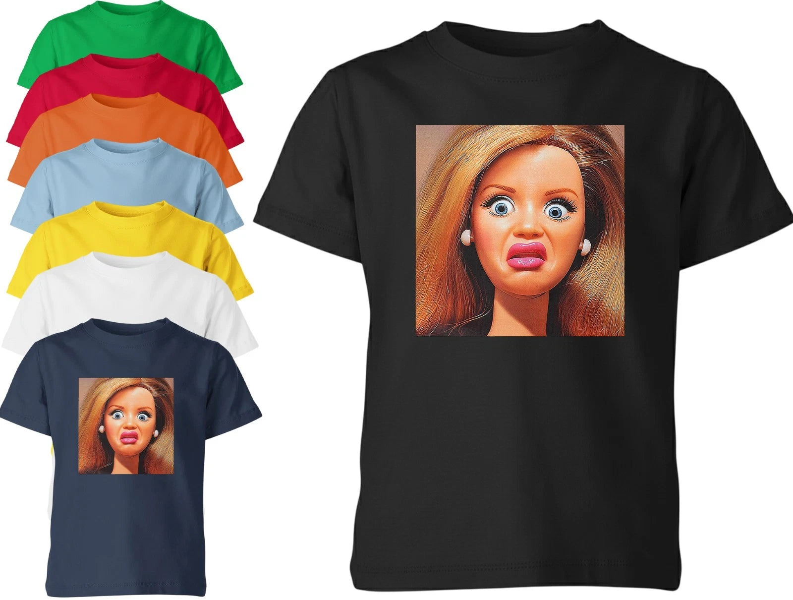 Creepy Doll Face Meme T Shirt Funny Kids Boys Girls Unisex Graphic Top Women Men