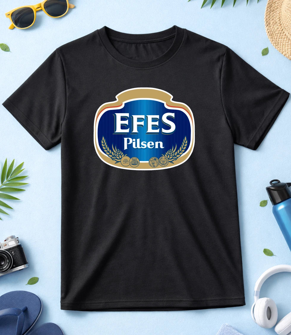 Efes Pilsen Famous Beer Figure Short Sleeve White-Black Men / Women T Shirt E052