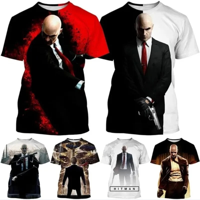 Game Hitman Harajuku StreetWear 3D Print Women Men Short Sleeve T-shirt Tops