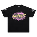 Men s Black Graphic Print Cotton Crew Neck Short Sleeve Casual T-Shirt