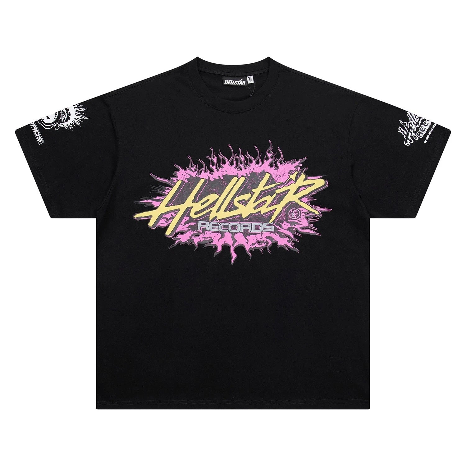 Men s Black Graphic Print Cotton Crew Neck Short Sleeve Casual T-Shirt
